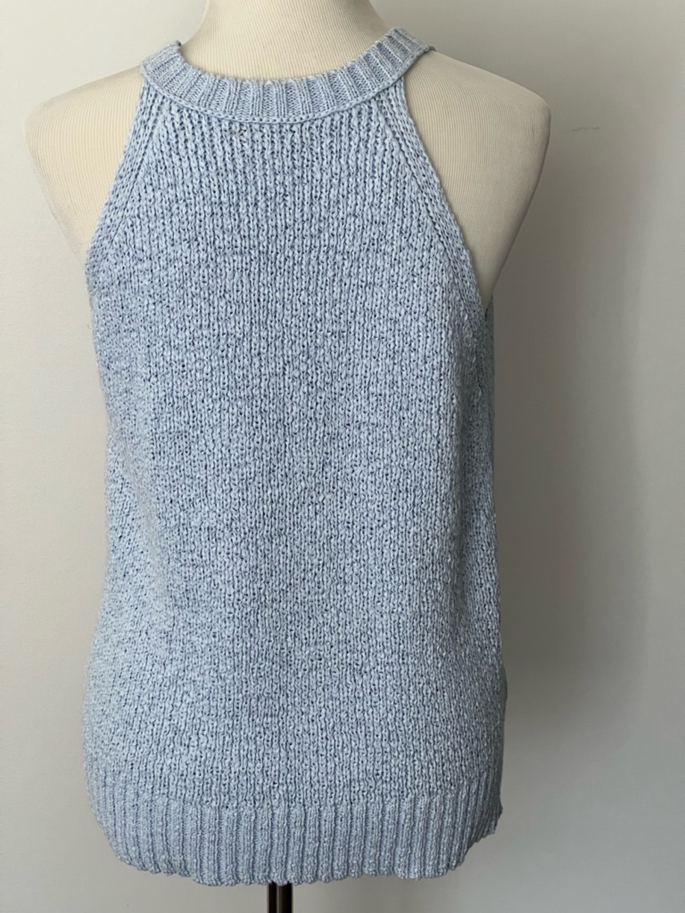 J. Crew Point Sur Light Blue Ribbed Knit Halter Tank - Picture 3 of 7